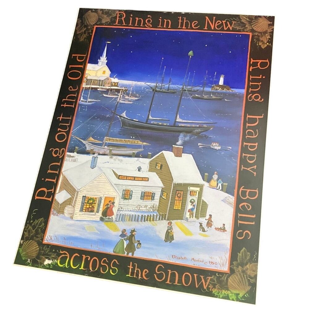 Ring in the New Elizabeth Mumford Vintage poster 22 x 17 Christmas Winter READ